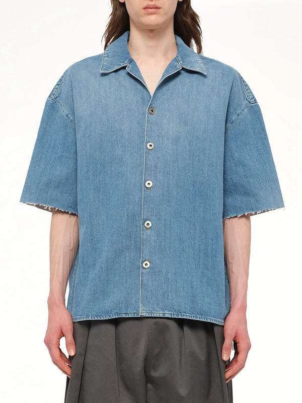 Anagram Short Sleeve Shirt in Washed Denim