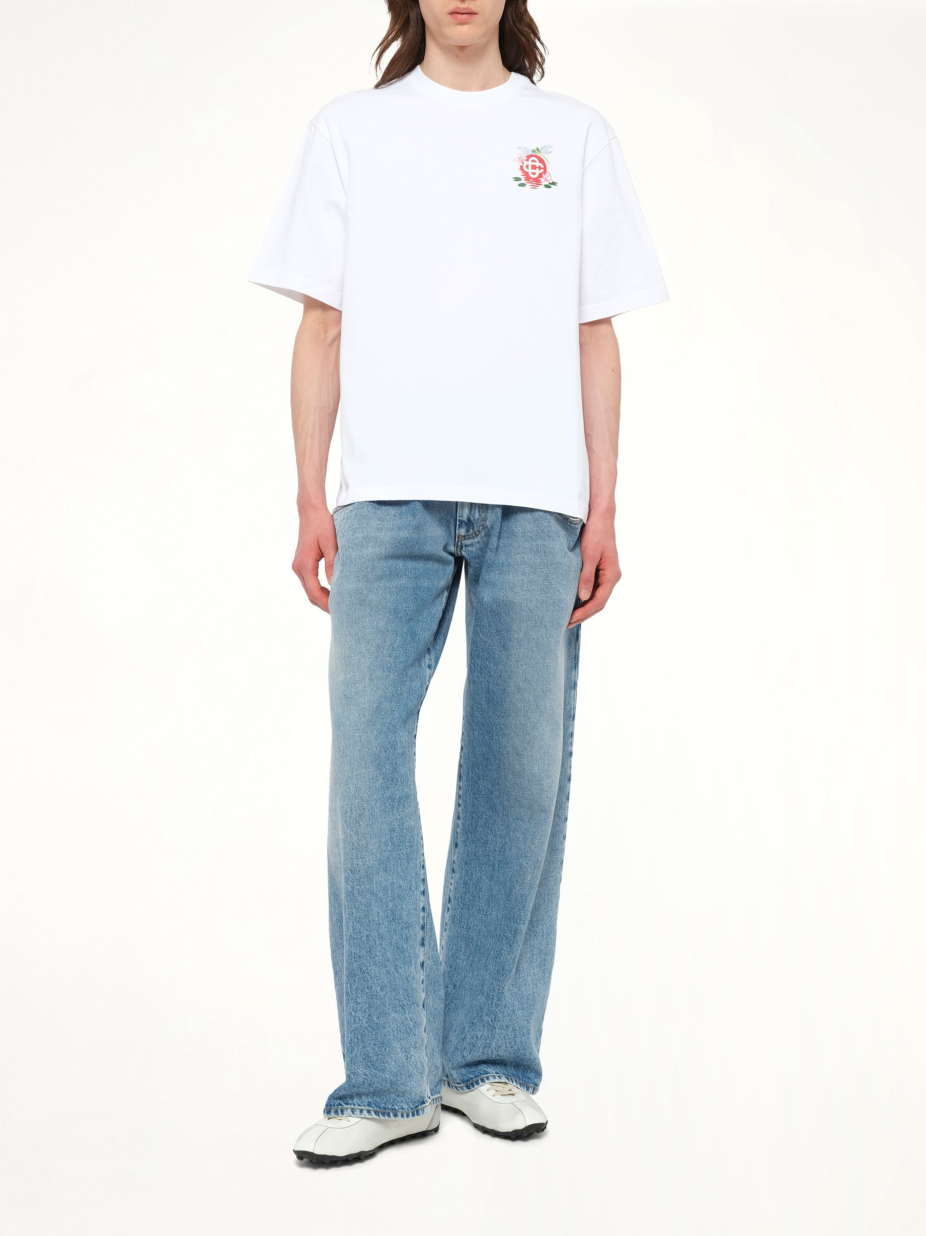 Dragonfly Floral Print T-Shirt in White
