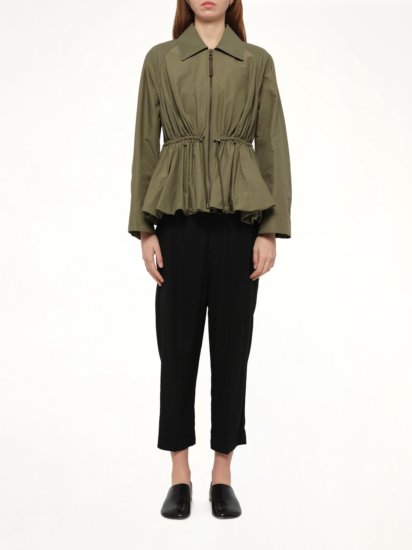 Drape Jacket in Khaki Green