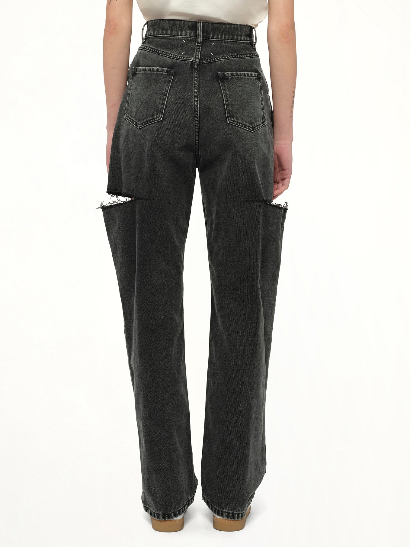 Slash Loose Fit Denim Jeans in Black