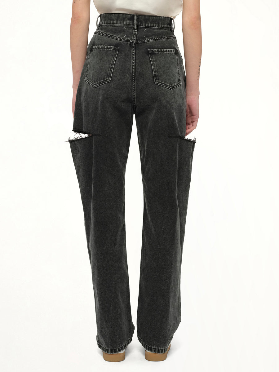 Slash Loose Fit Denim Jeans in Black
