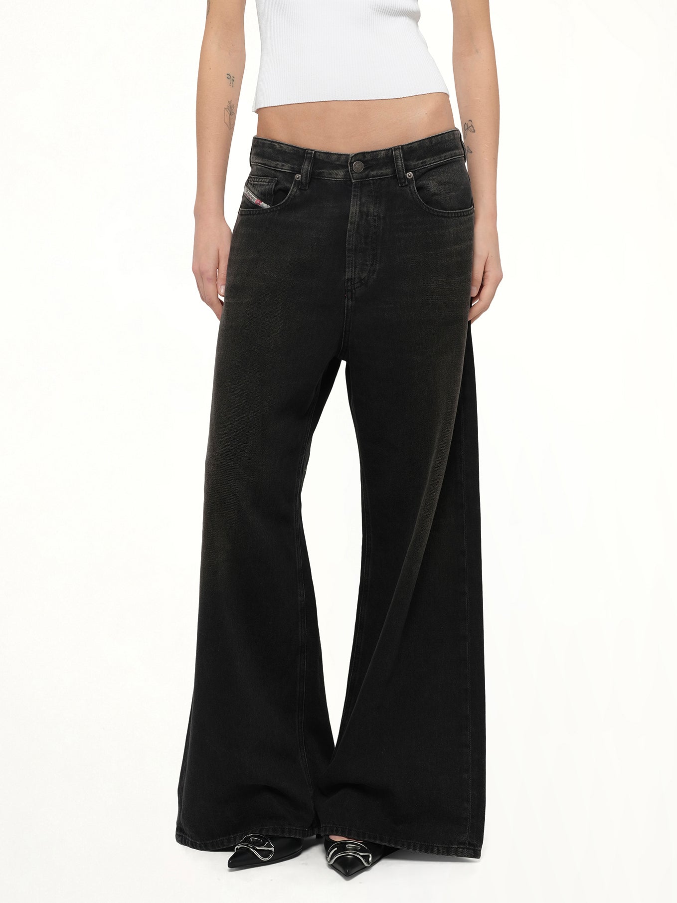1996 D-SIRE Wide Jeans in Black/Dark Grey