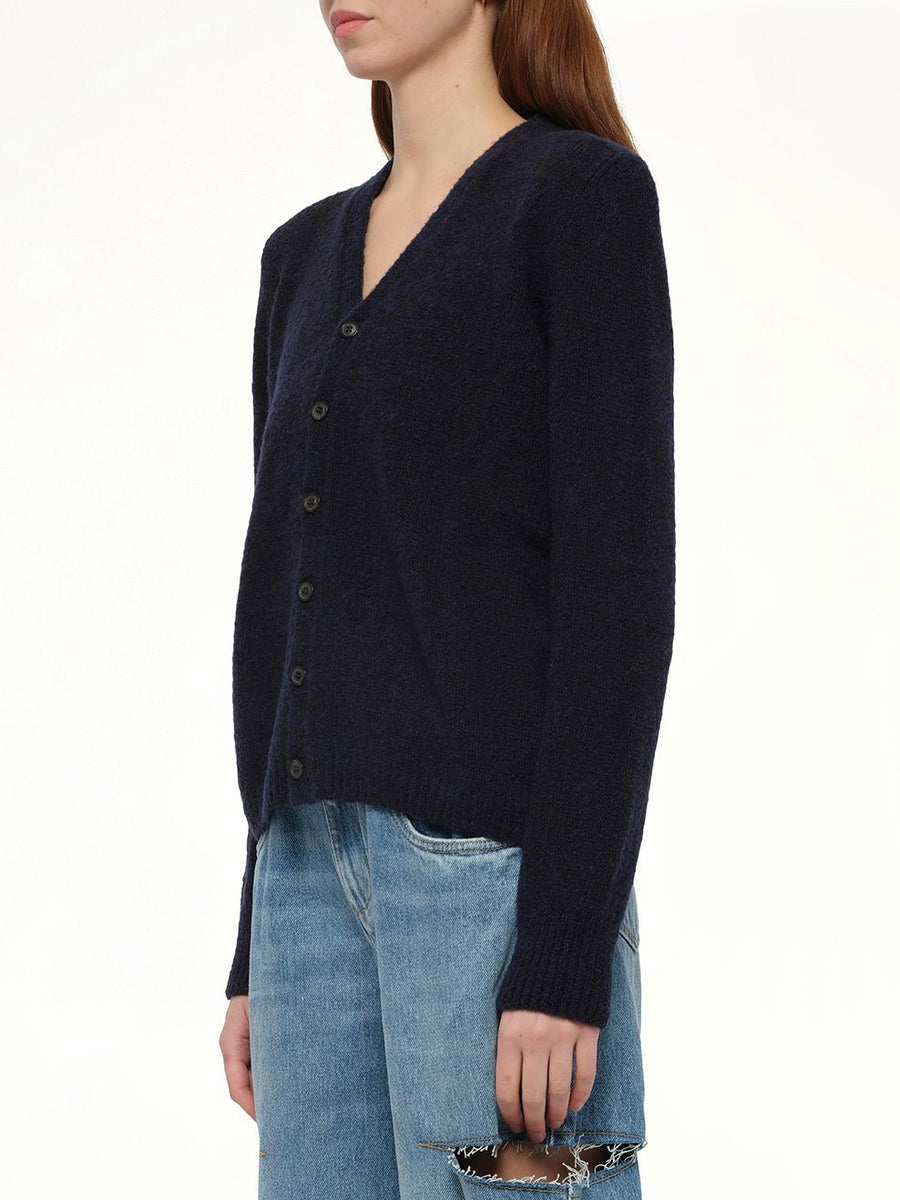 Gauge 5 Cardigan in Navy/Dark Brown