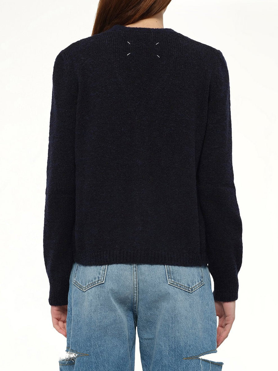 Gauge 5 Cardigan in Navy/Dark Brown