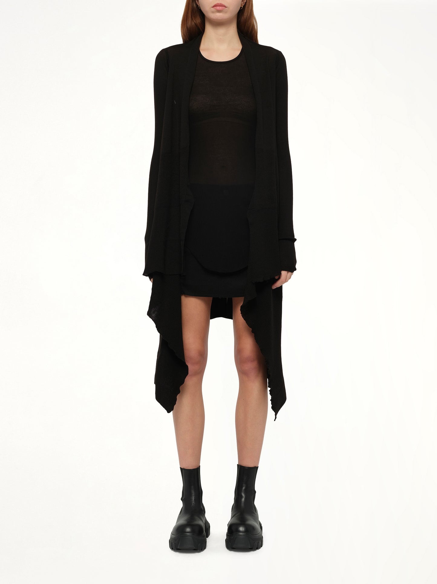 Long Wrap Cardigan in Black