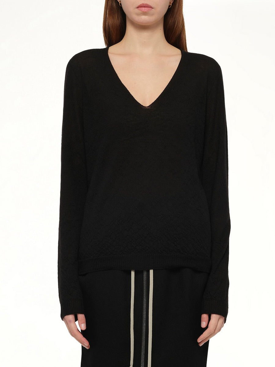Cashmere V-Neck Pull in Black
