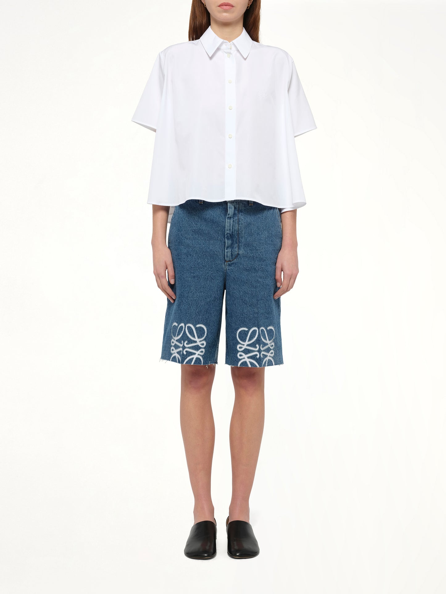 Short Sleeve Trapeze Shirt in White