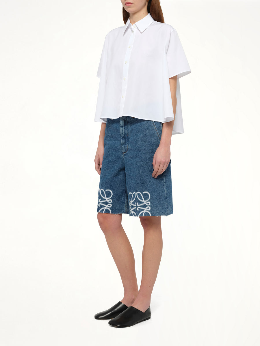 Short Sleeve Trapeze Shirt in White