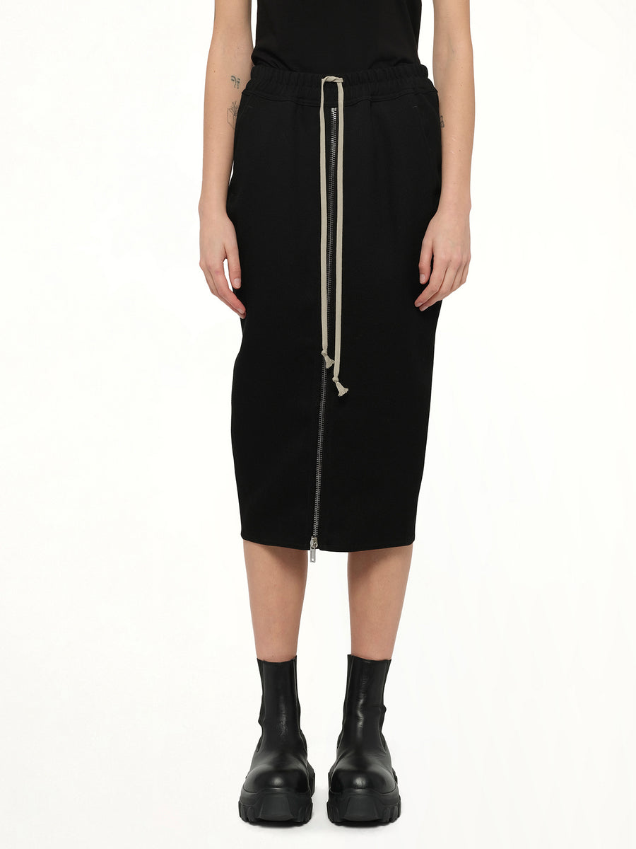 Zipped Short Pillar Skirt in Black