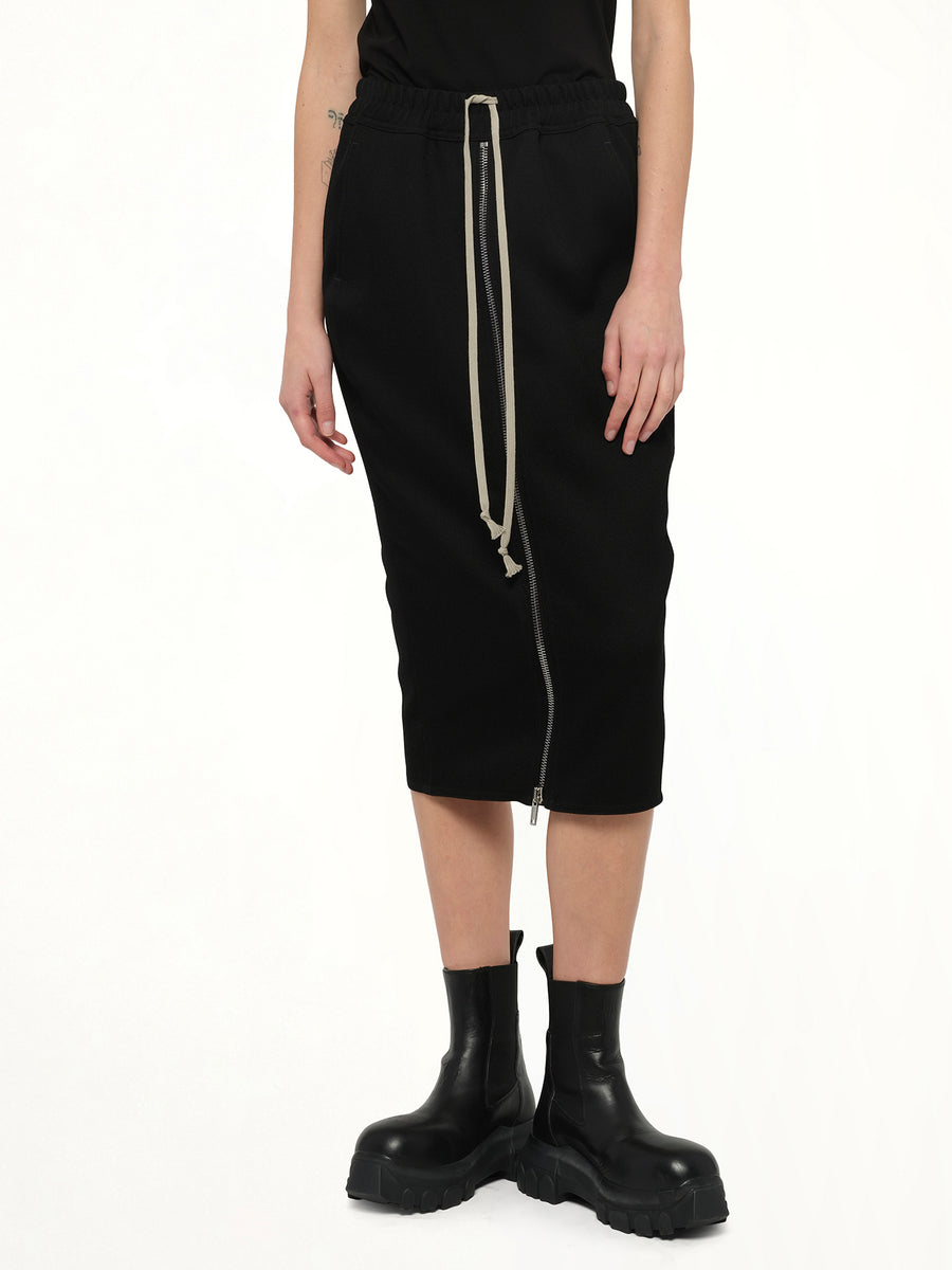 Zipped Short Pillar Skirt in Black