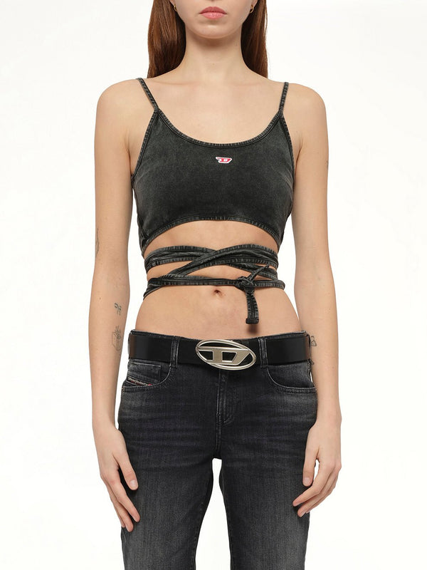 T-LEYA-TAIL-R1 Top in Black/Dark Grey