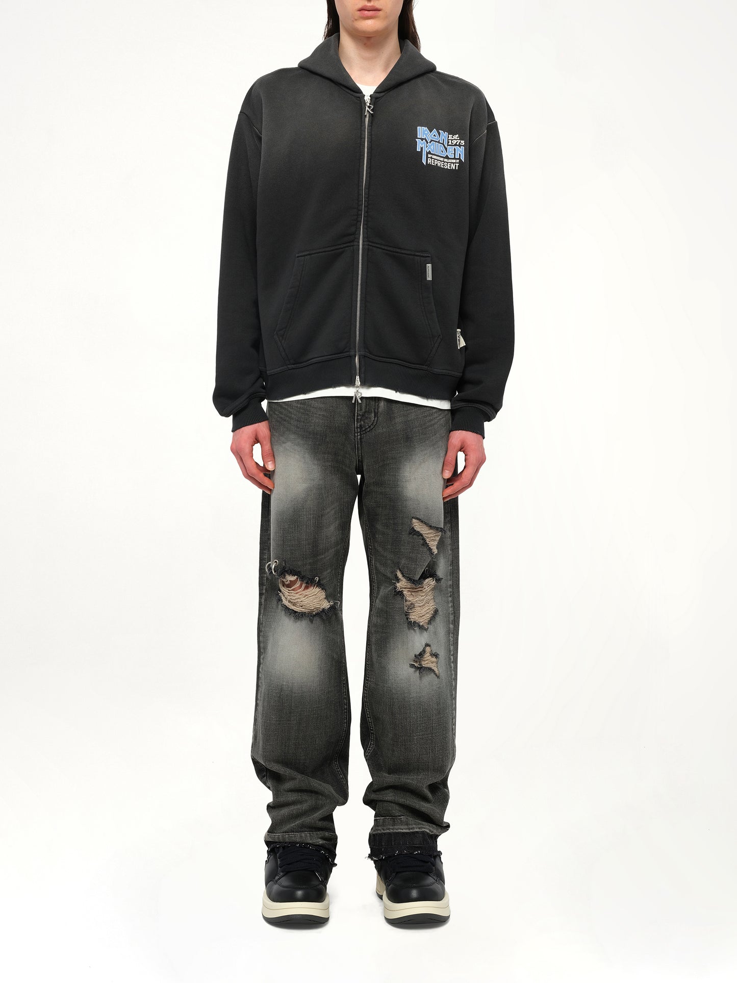 Iron Maiden Anniversary Hoodie in Stained Black