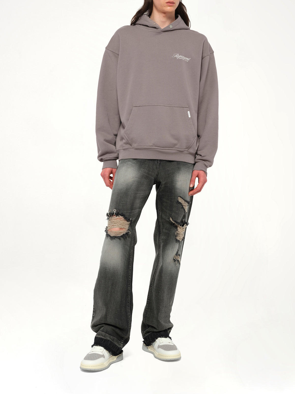 Represent Owners Club Script Hoodie in Slate