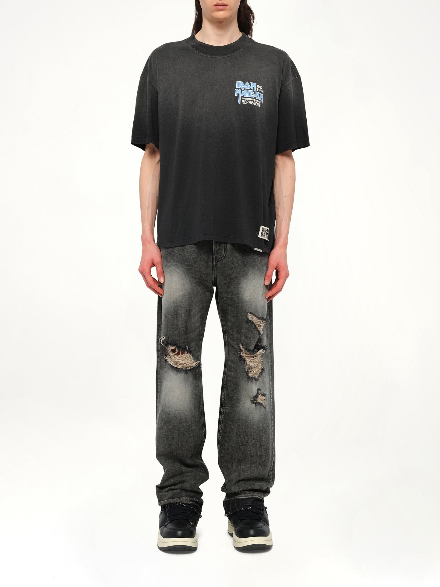 Iron Maiden Anniversary T-Shirt in Stained Black