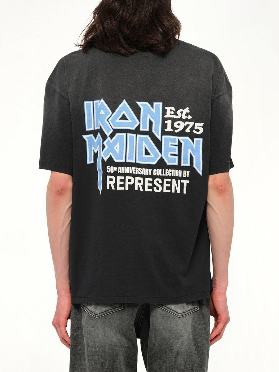 Iron Maiden Anniversary T-Shirt in Stained Black