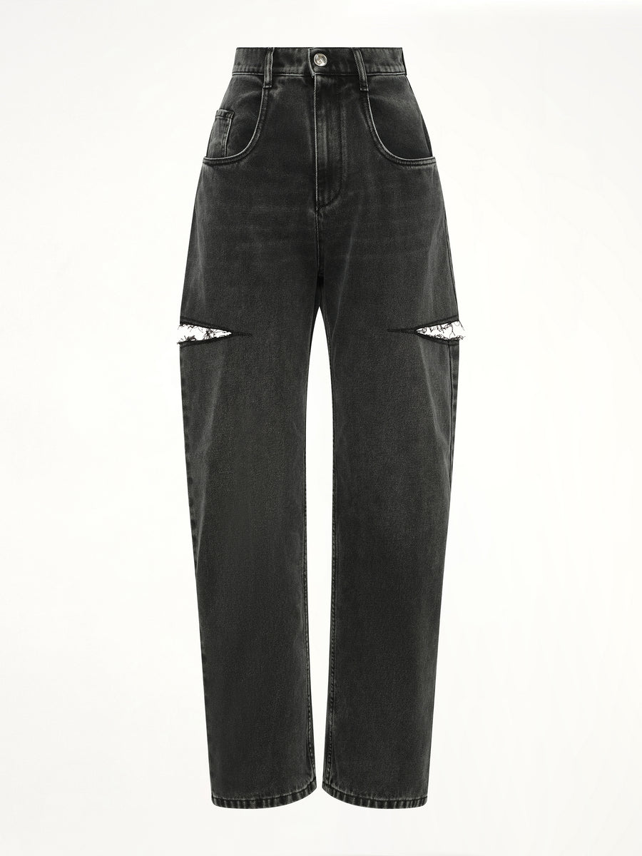 Slash Loose Fit Denim Jeans in Black
