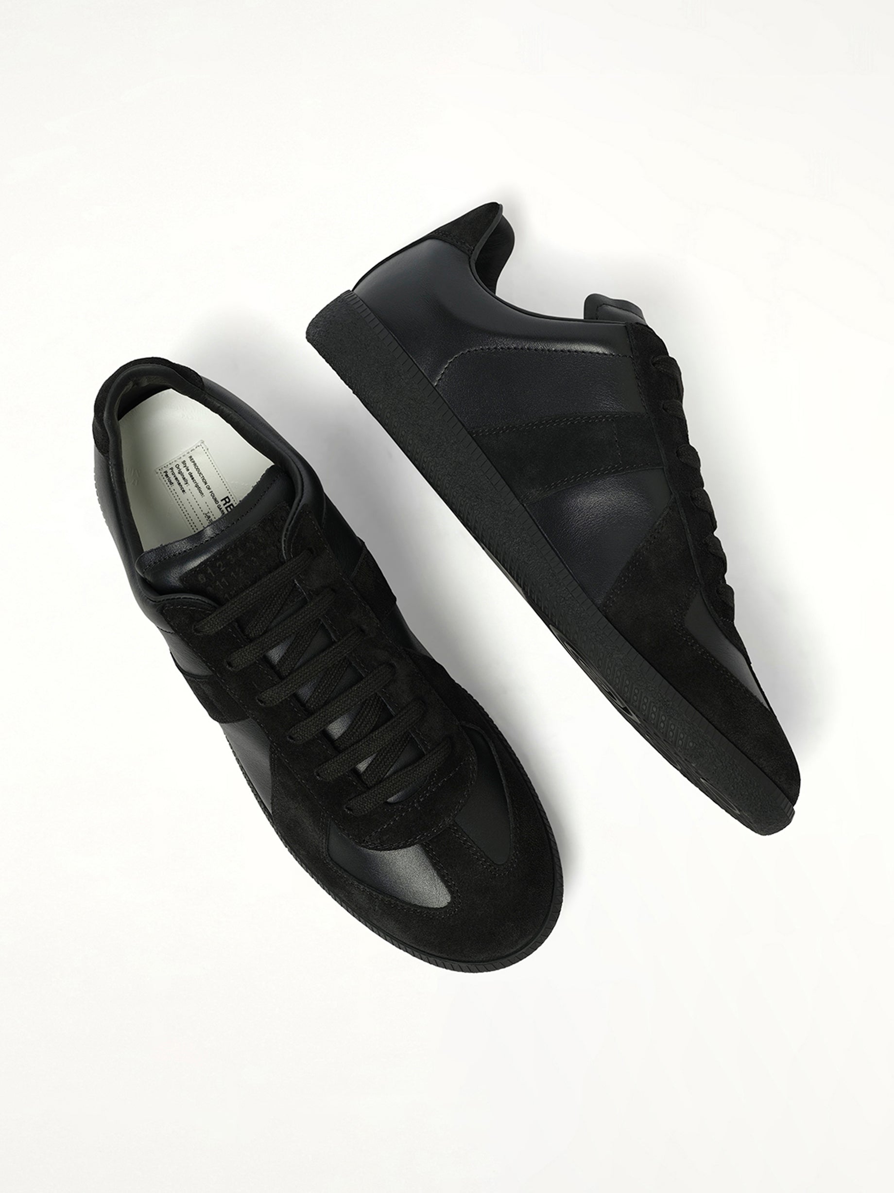 Replica Leather Sneaker in Black Top View | MAISON MARGIELA