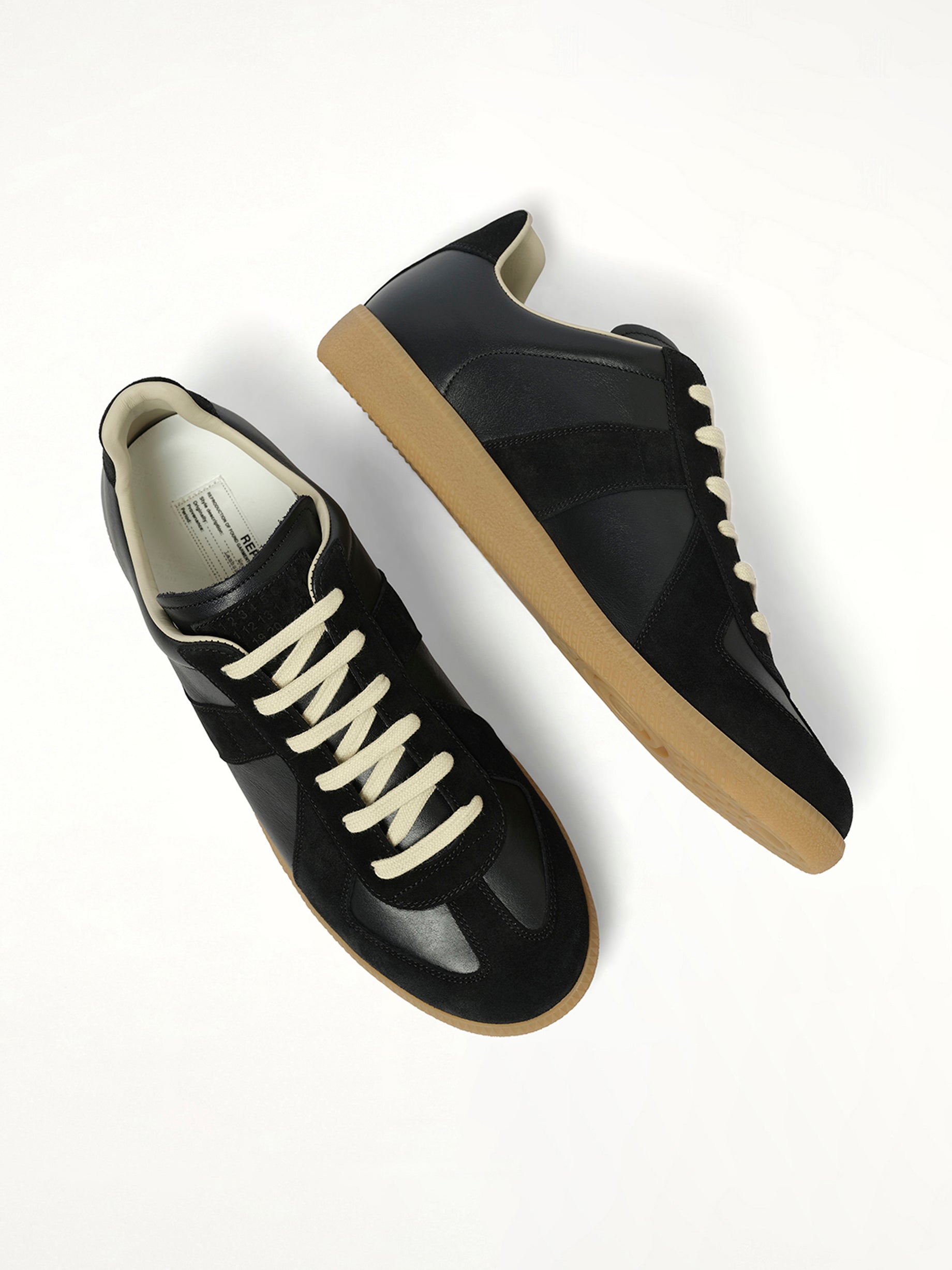 Replica Leather Sneakers in Black Top View | MAISON MARGIELA