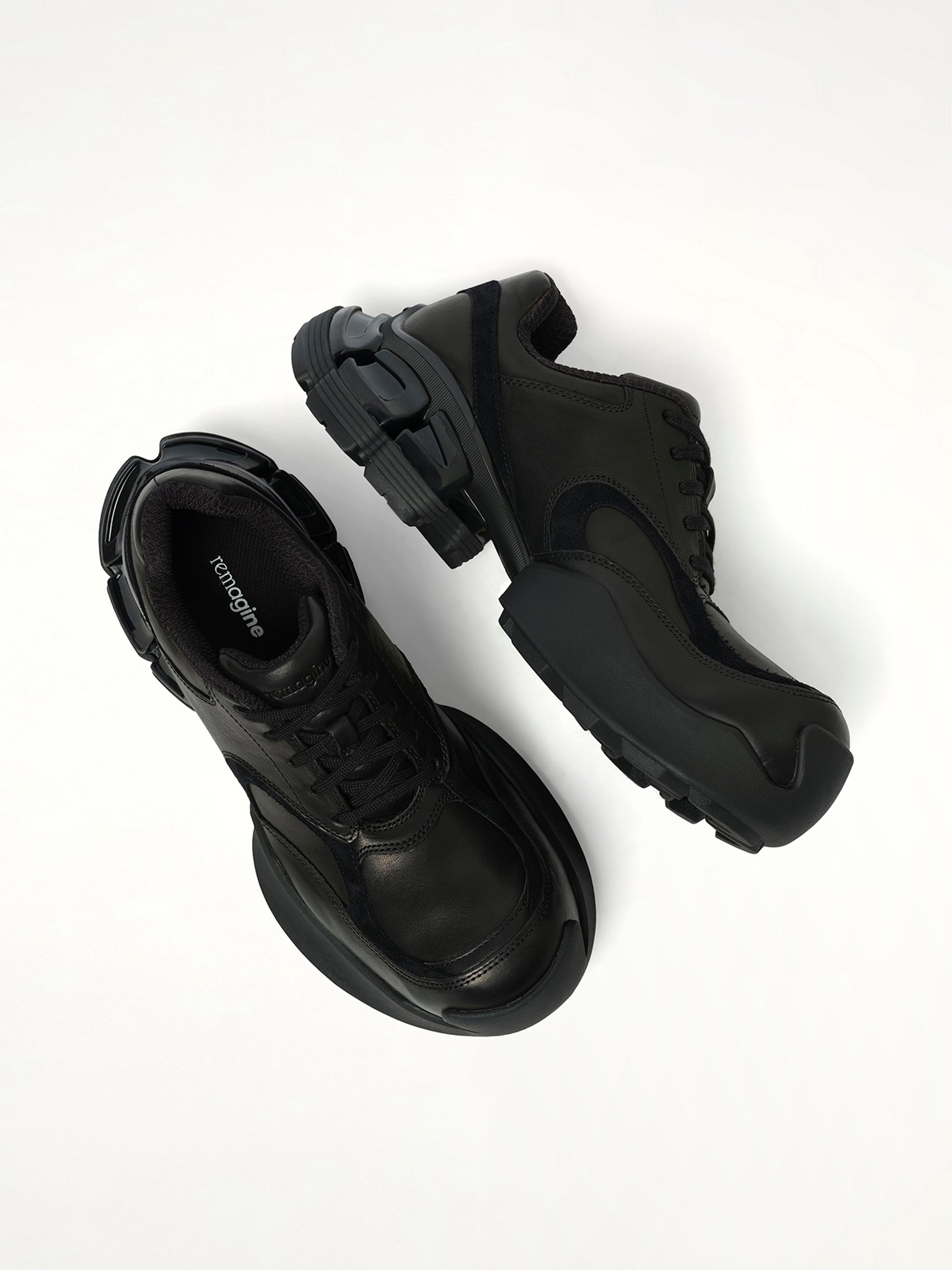 The Core Sneaker in Black Top View | REMAGINE