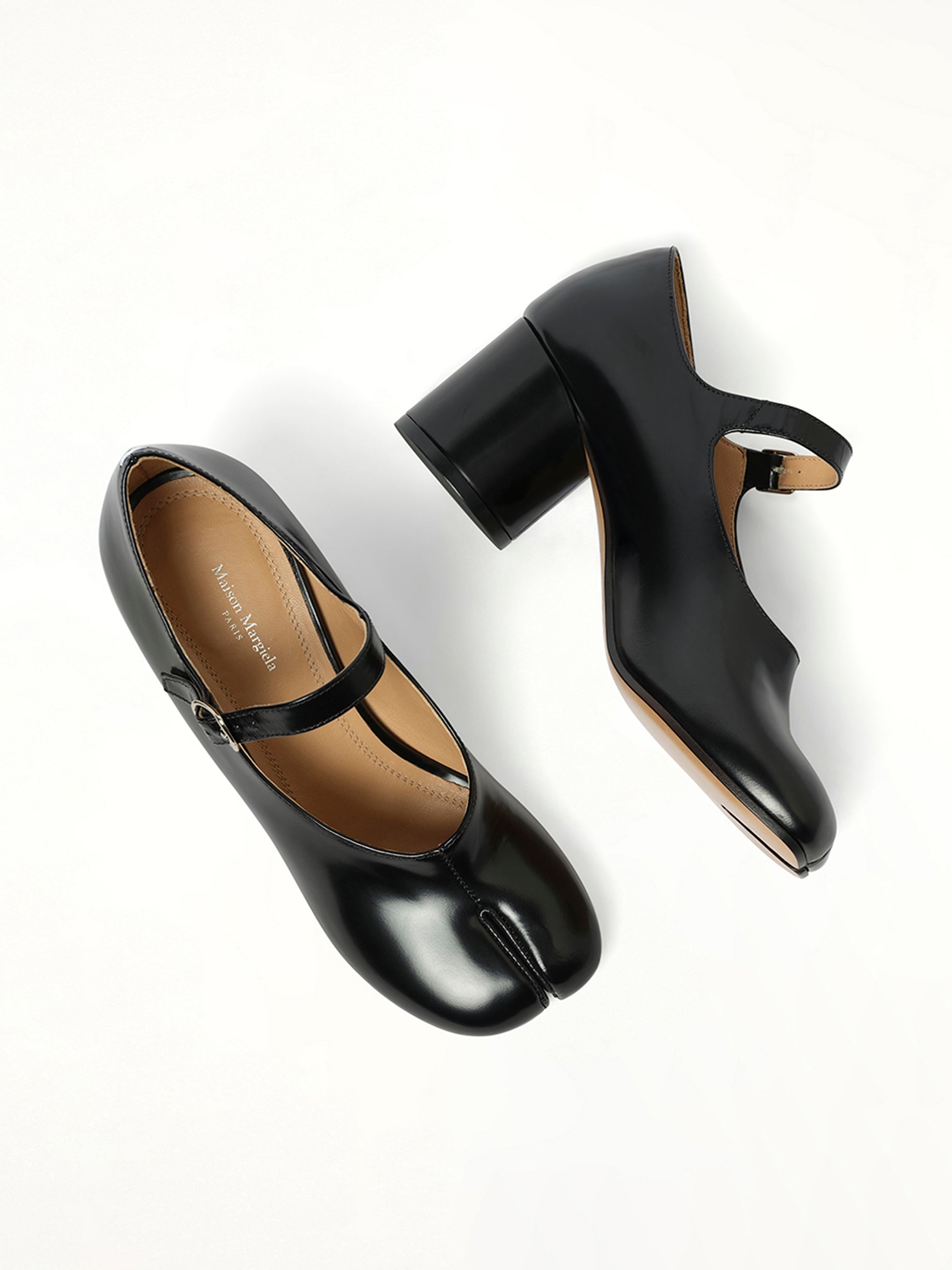 Tabi Mary Jane 6cm Heel in Black Top View | MAISON MARGIELA