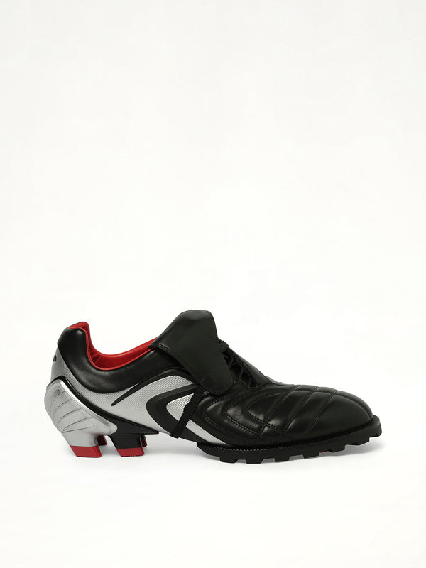 Re90 Sneaker in Black/Silver/Red Side View | REMAGINE