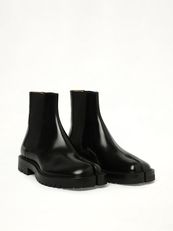 Tabi County Chelsea Boots in Black Front View | MAISON MARGIELA