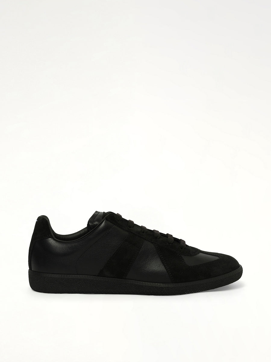 Replica Leather Sneaker in Black Side View | MAISON MARGIELA