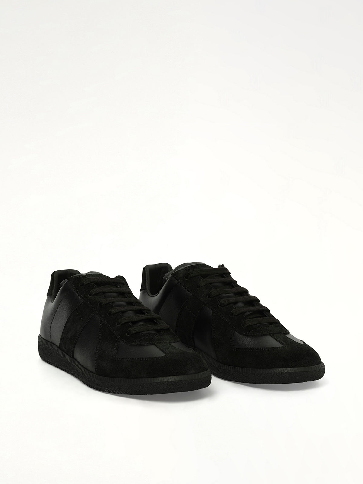 Replica Leather Sneaker in Black Front View | MAISON MARGIELA