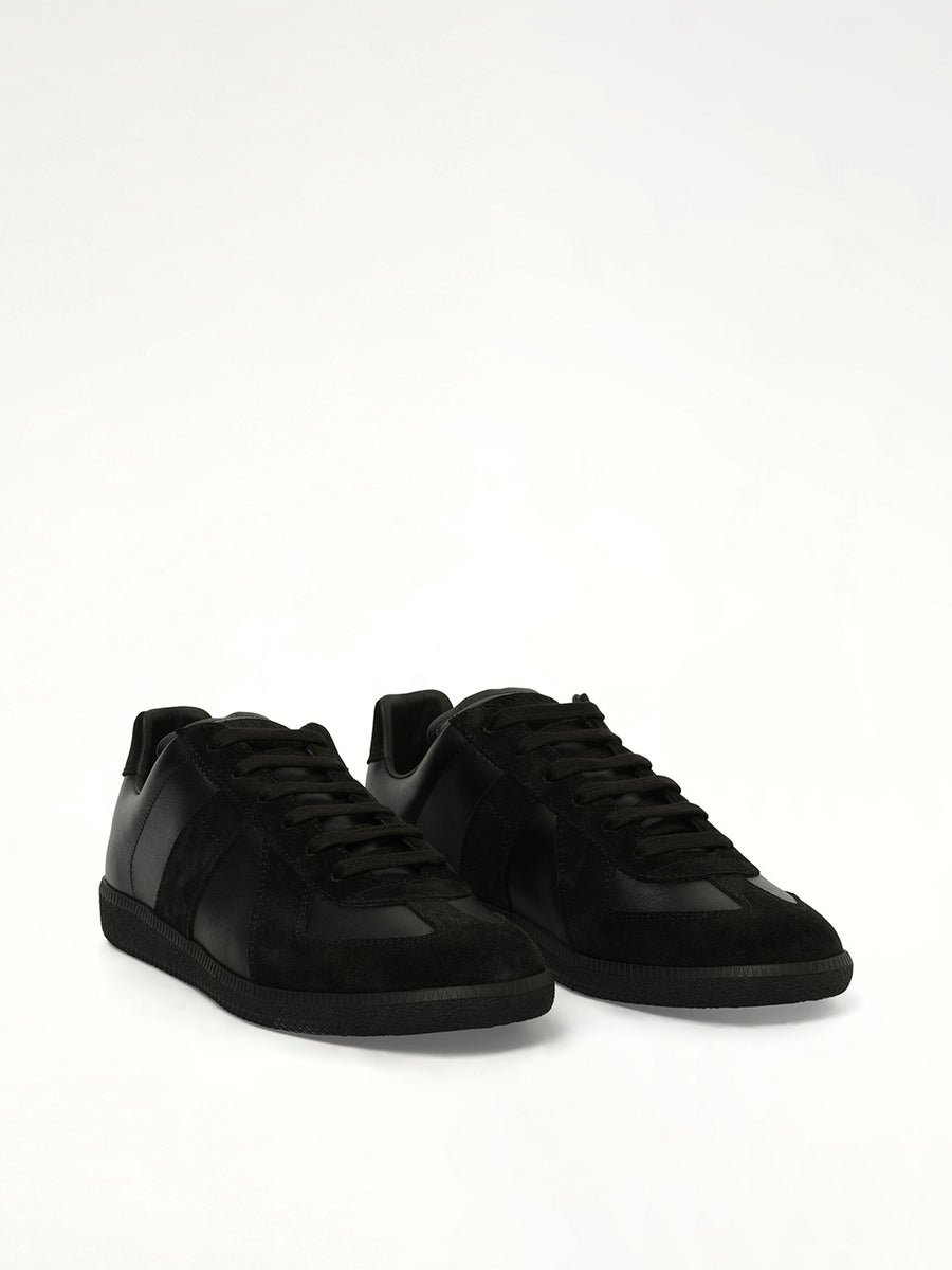 Replica Leather Sneaker in Black Front View | MAISON MARGIELA