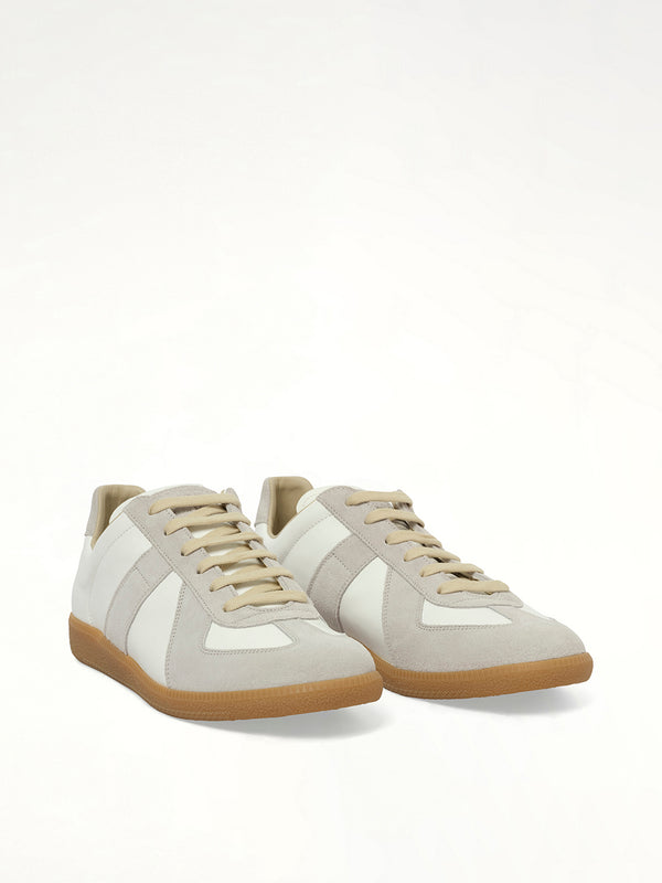 Replica Leather Sneakers in White Front View | MAISON MARGIELA