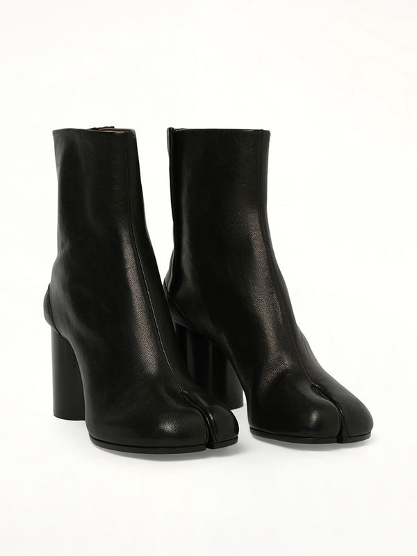 Tabi Ankle Boots 8cm Heel in Black Front View | MAISON MARGIELA