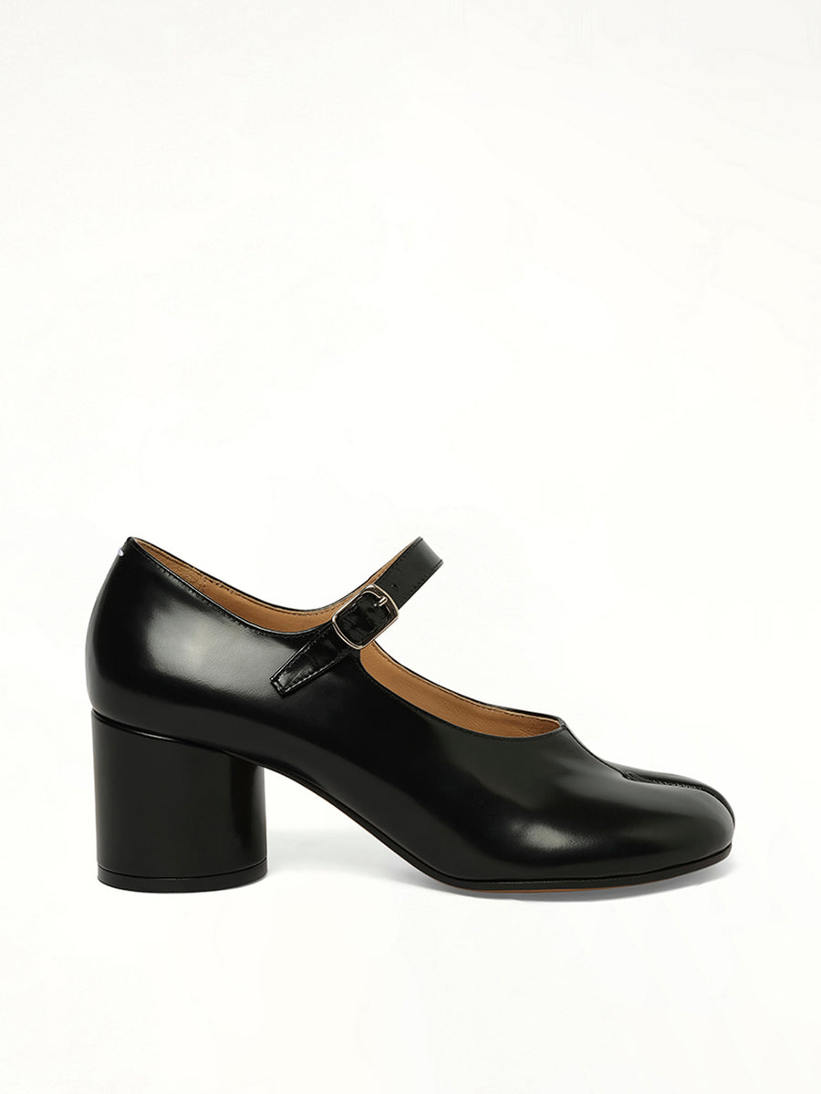 Tabi Mary Jane 6cm Heel in Black Side View | MAISON MARGIELA
