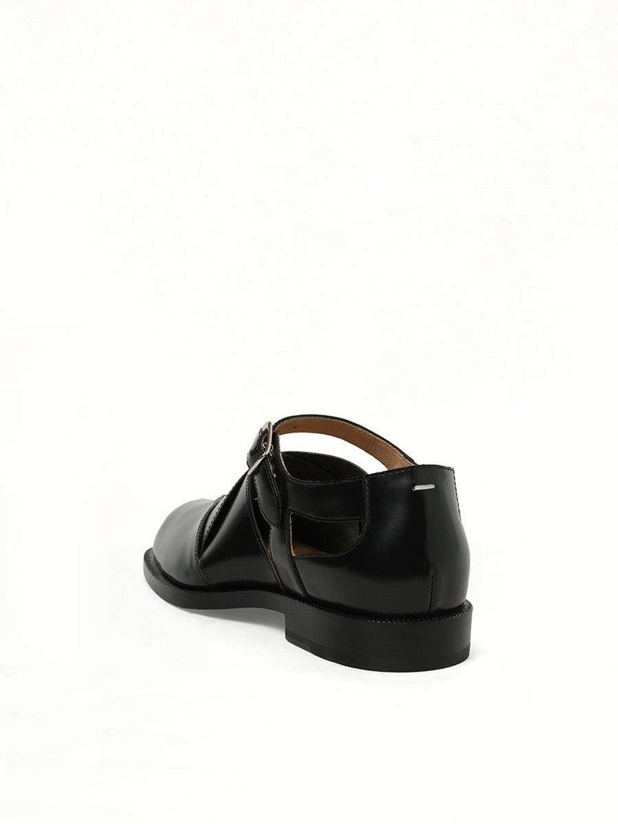 Tabi Toe Cut Out Sandals in Black Back View | MAISON MARGIELA
