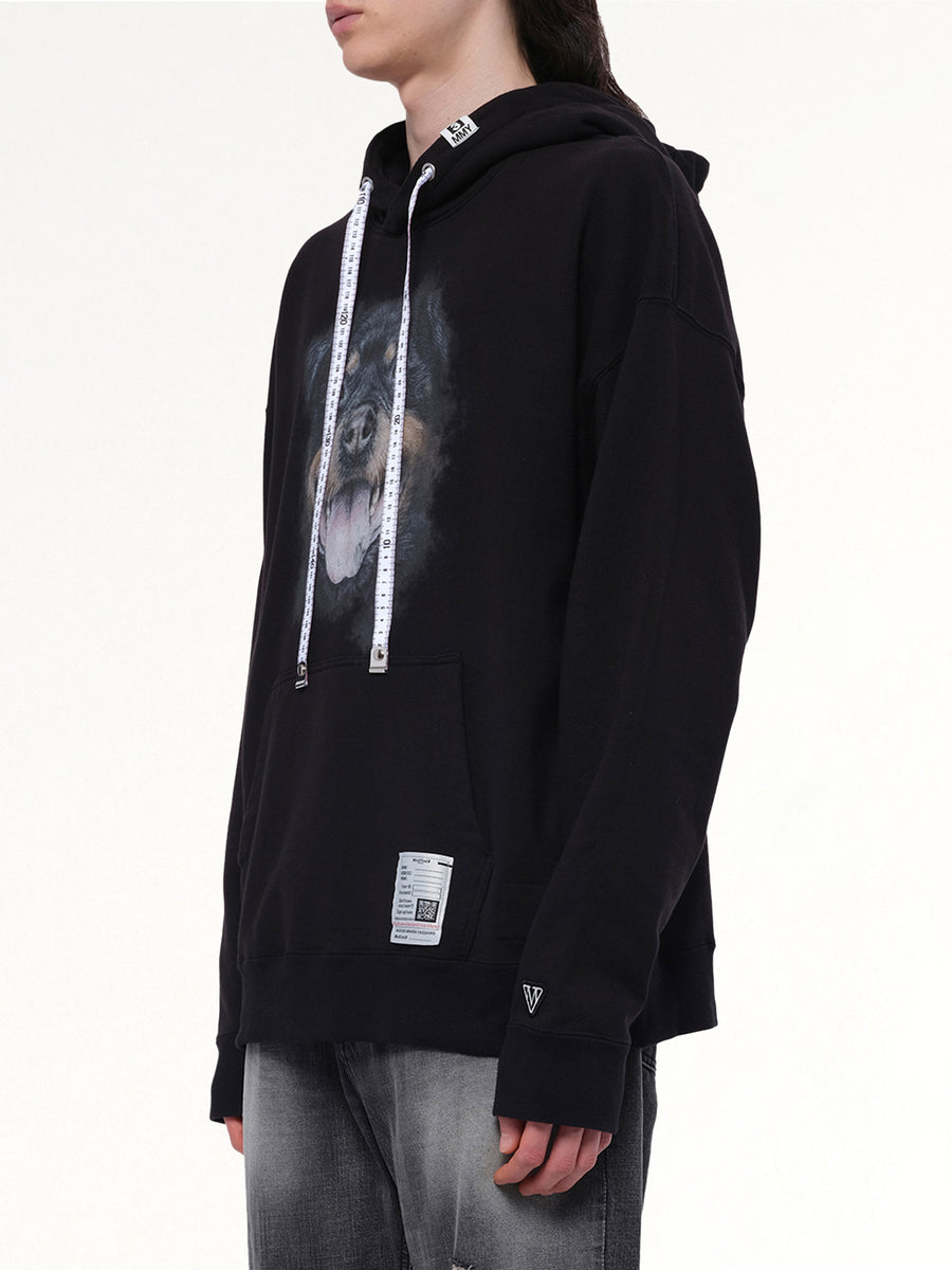 Dog Printed Hoodie in Black