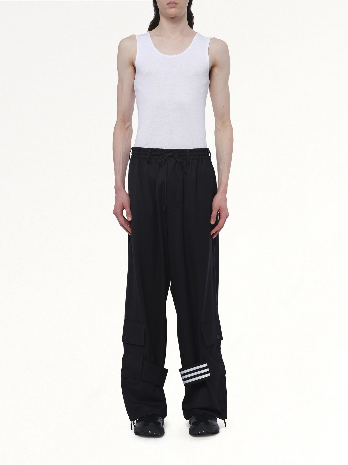 Refined Wool Cargo Pants in Black