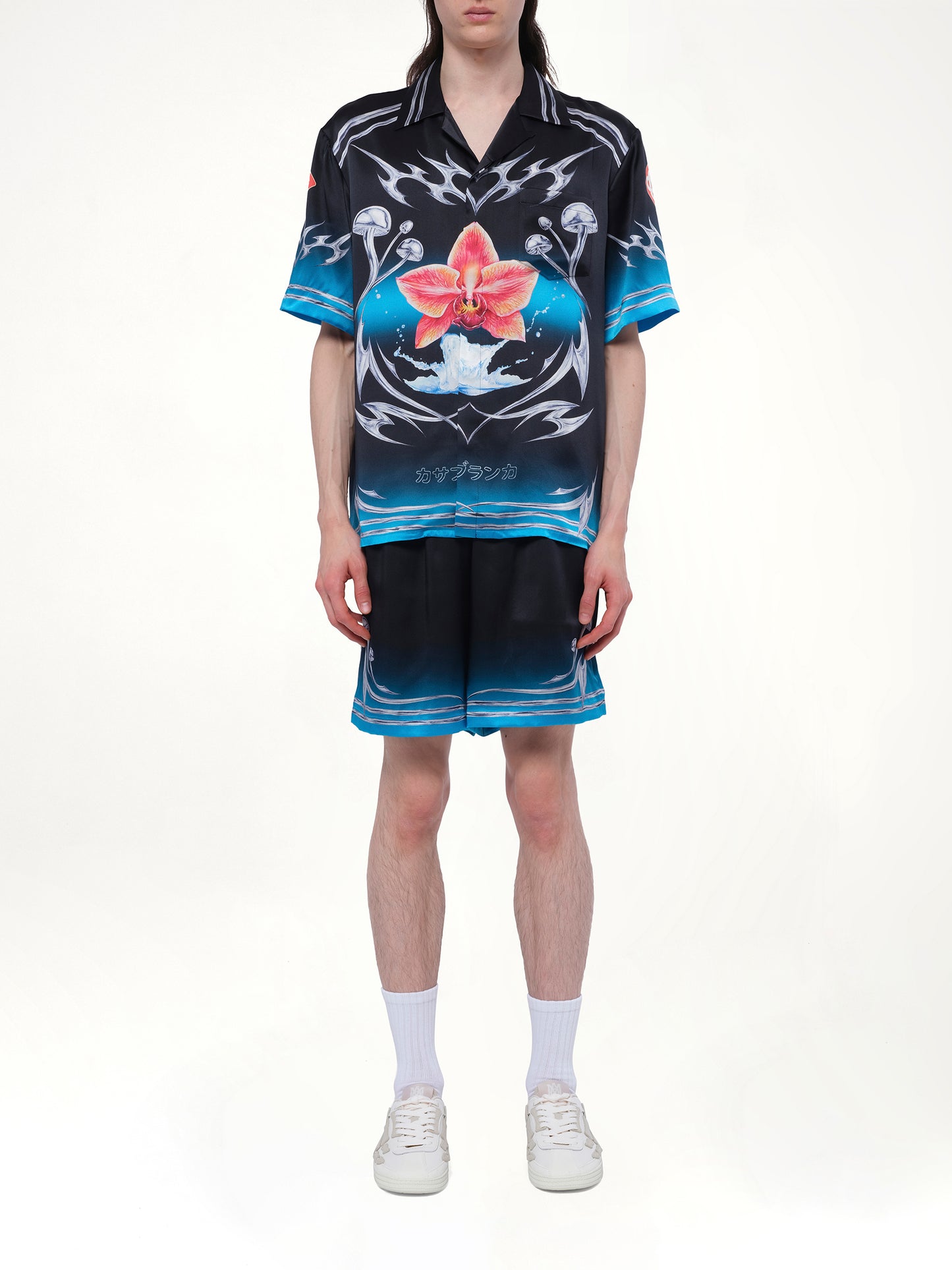 Silk Satin Blades Shirt in Multicolour