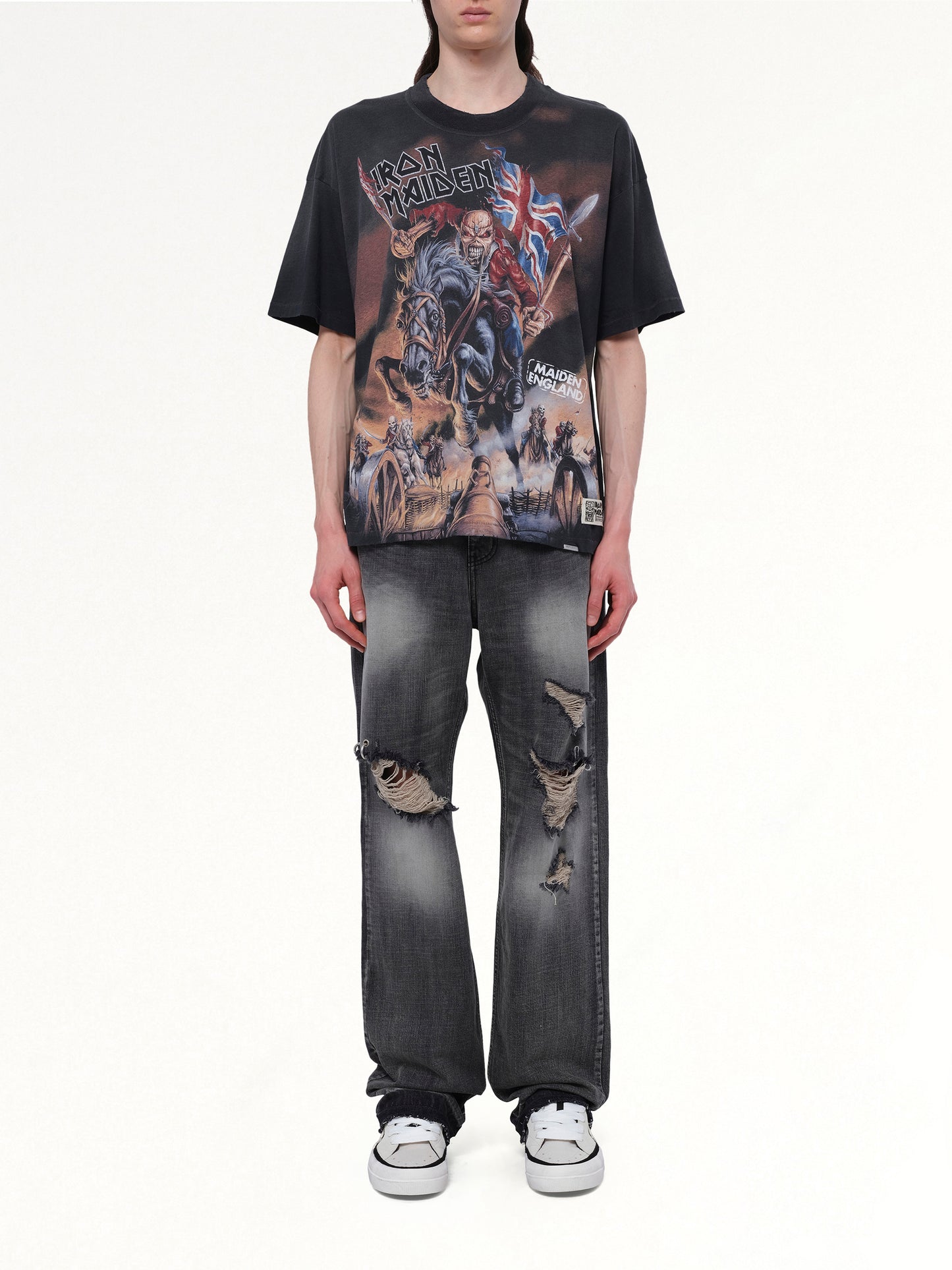 Iron Maiden Steed T-Shirt in Stained Black