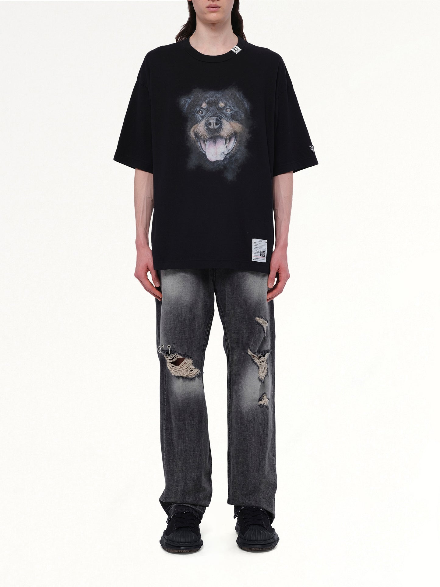 Dog Printed T-Shirt in Black