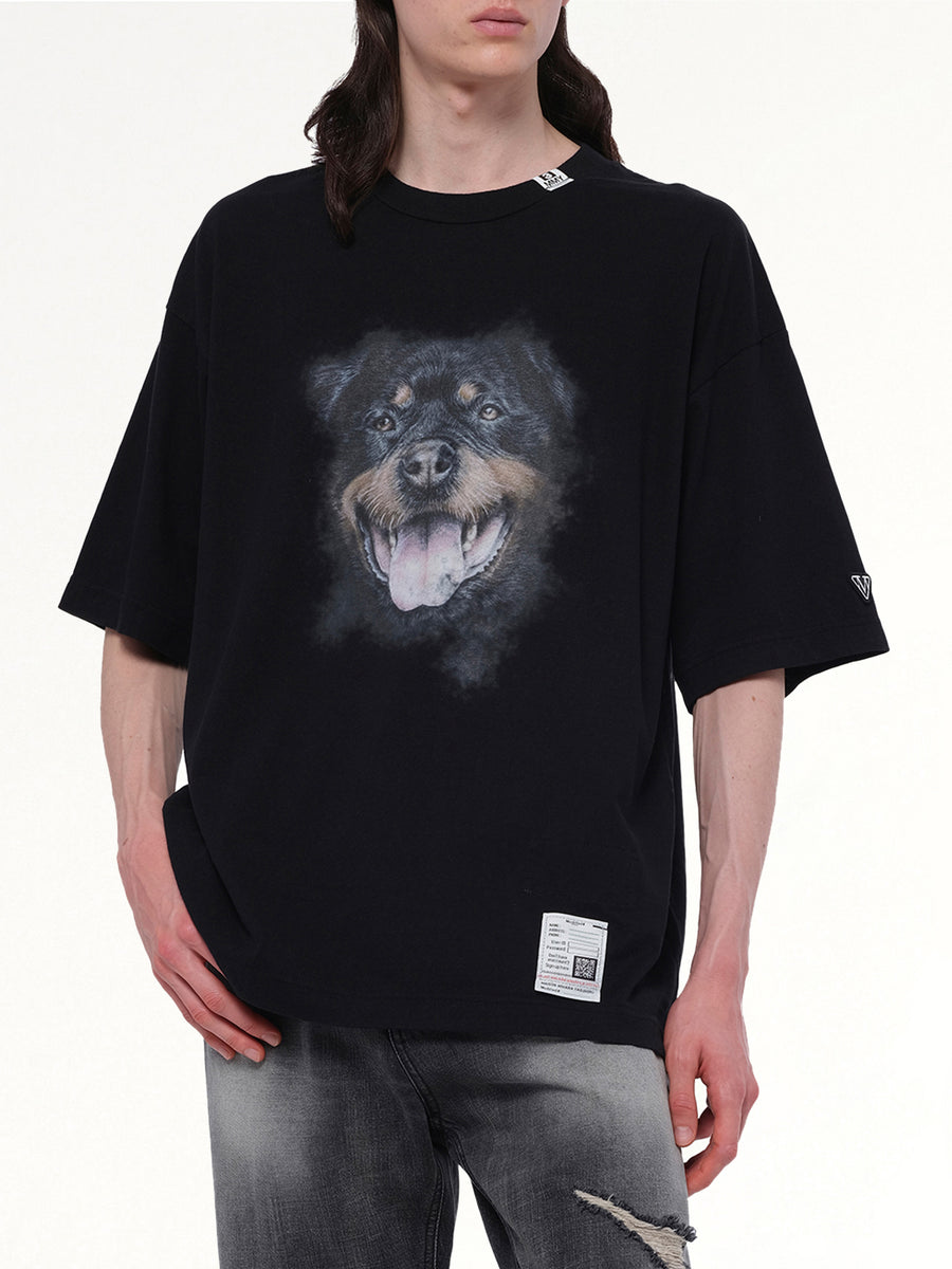 Dog Printed T-Shirt in Black