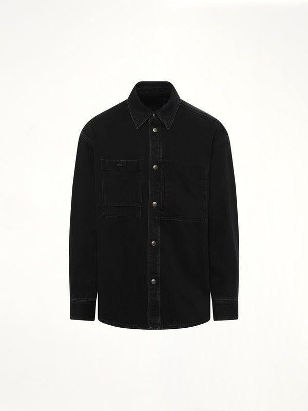 City Graphic Denim Shirt in Black