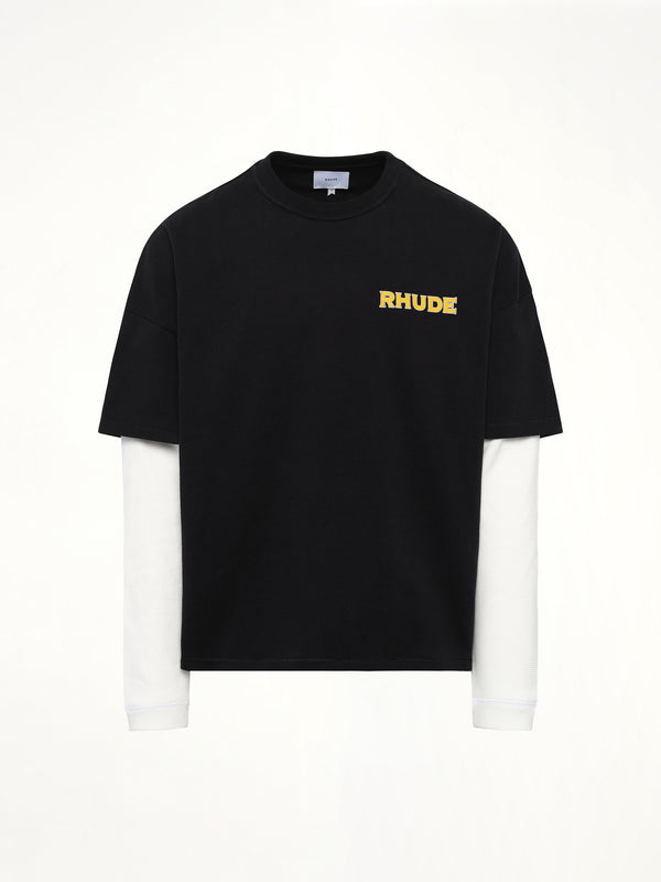黑色/白色 Rhude Steel 双层 T 恤