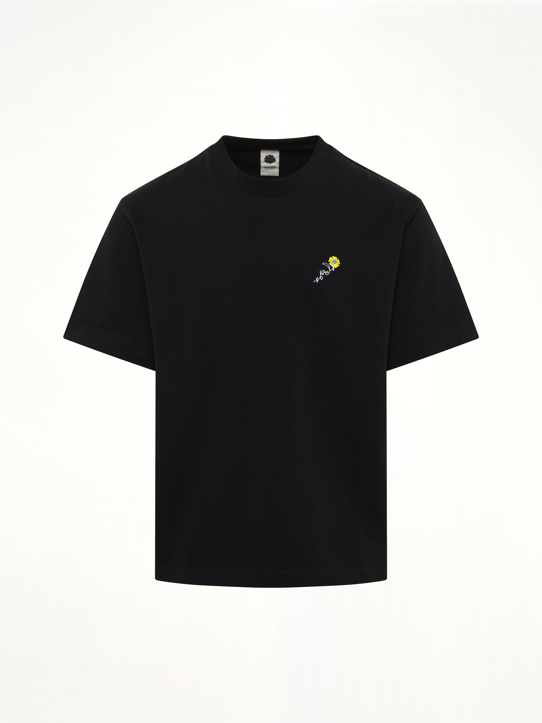 Floral Embroidered T-Shirt in Black