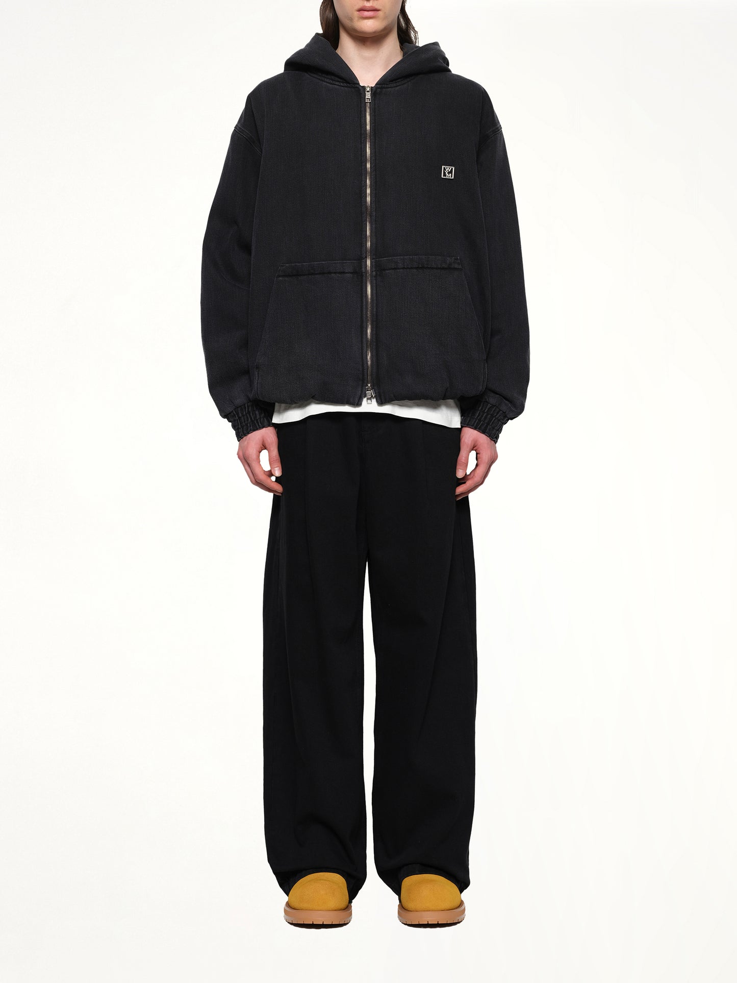 Dyed Denim Hoodie in Black