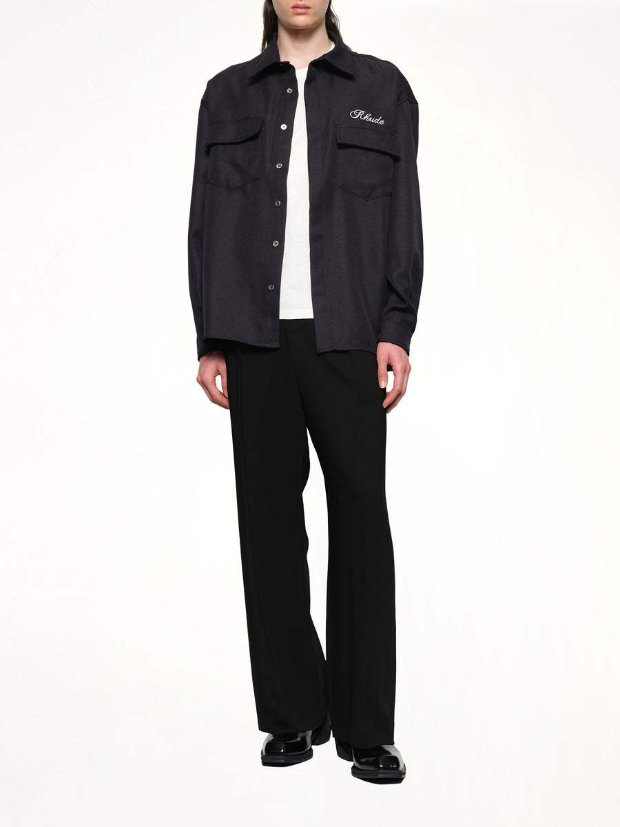 Boxy LS Work Shirt in Black