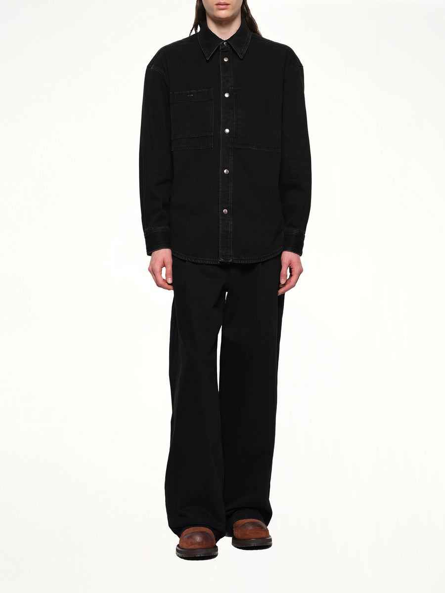 City Graphic Denim Shirt in Black