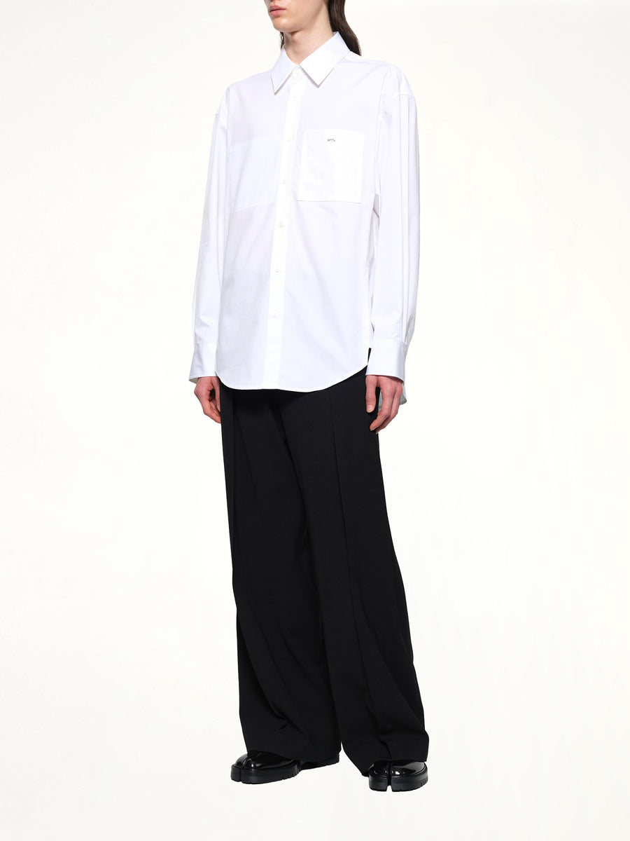Logo Button Up Shirt in White