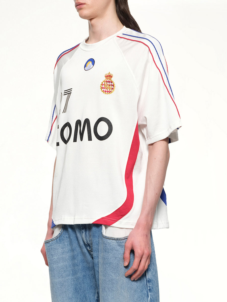 Rhude 27 Jersey in Off White/Navy/Red