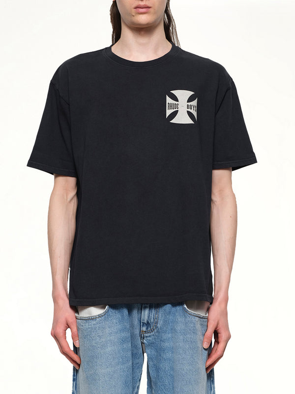 Rhude 男童复古黑 T 恤