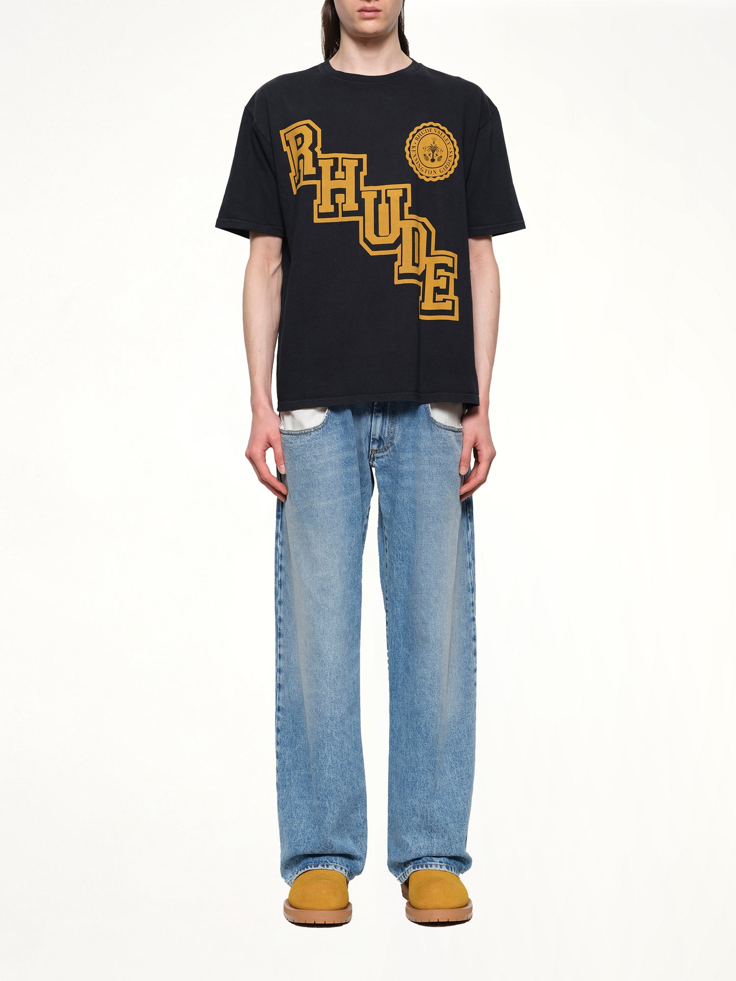 Rhude Collegiate Crest T-Shirt in Vintage Black