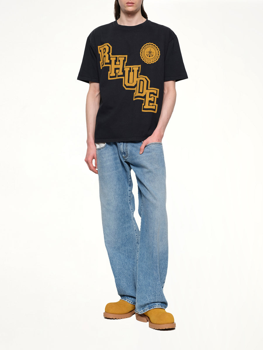 Rhude Collegiate Crest T-Shirt in Vintage Black